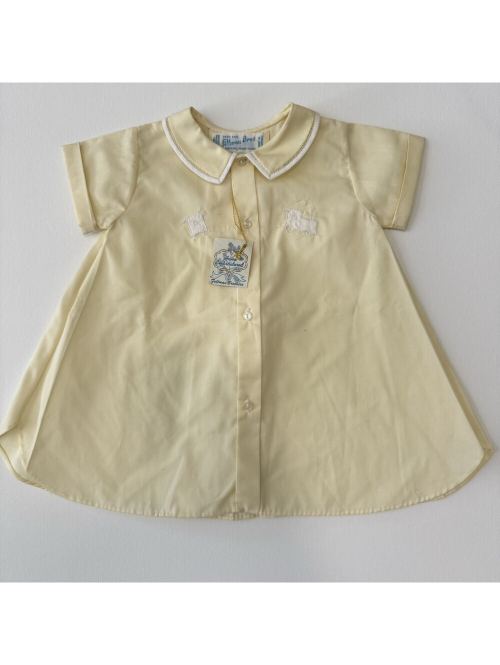 Vintage Felman Brothers Baby Boy Gown Yellow Train Embroidered NWT Heirloom